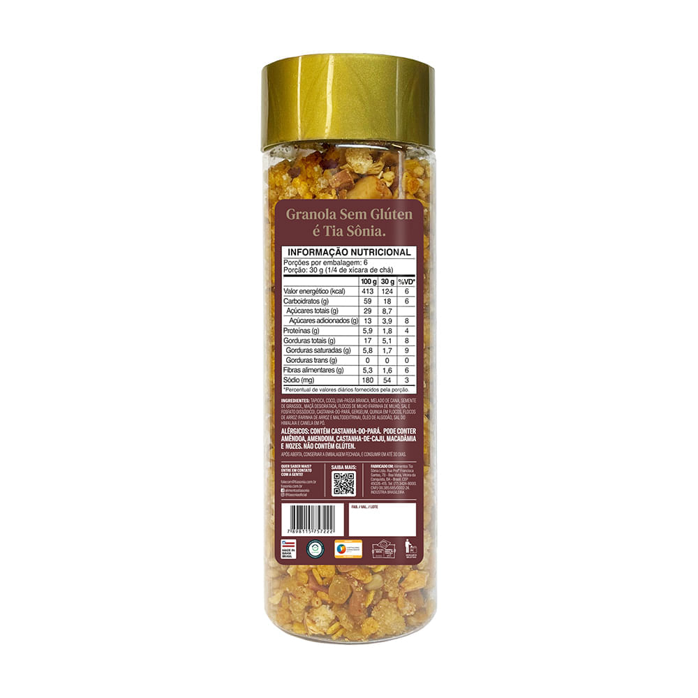Granola Sem Glúten Tia Sônia Pote 180G Shopping do Sicredi