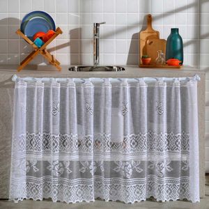 Cortina de Renda para Cozinha Valência Interlar 200x80cm Branca