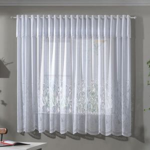 Cortina de Renda para Cozinha com Bandô Clássica Tulipinhas Interlar 220x120x30cm Branca