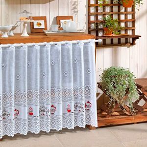 Cortina de Renda para Cozinha Valência Interlar 200x80cm Café