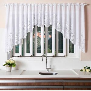 Cortina de Renda para Cozinha Cascata Clássica Tulipinhas Interlar 300x100cm Branca