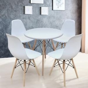 Mesa de Jantar Eames Seat&Co redonda com 4 Cadeiras