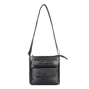 Bolsa transversal de couro croco grafite Maura