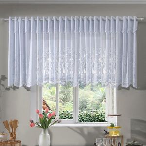 Cortina de Renda com Bandô para Cozinha Clássica Tulipinhas Interlar 300x80x20cm Branca