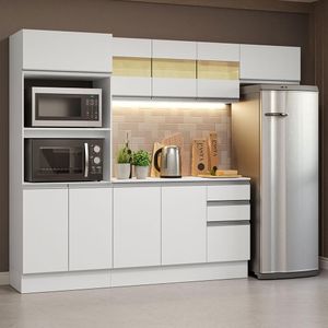 Armário de Cozinha Completa 100% MDF 250cm Branco Smart Madesa 03