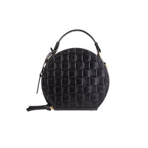 Mini bolsa redonda de couro tramado Renata