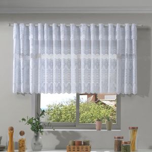 Cortina de Renda com Bandô para Cozinha Clássica Arabesco Interlar 200x80x20cm Branca
