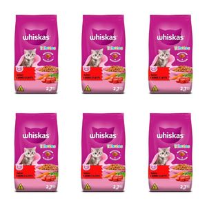 Kit Ração para Gatos Filhotes Carne 2,7Kg 6 Pacotes- WHISKAS