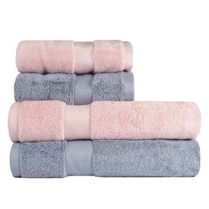 Jogo de Toalhas de Banho 4 Peças Super Soft Zero Twist Corttex Rosa/Azul