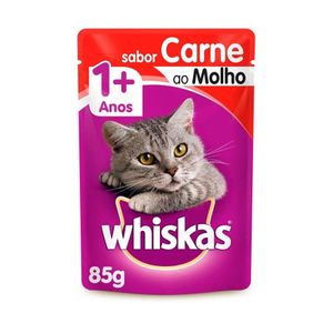 Ração Úmida Whiskas Sachê Carne ao Molho para Gatos Adultos 85g