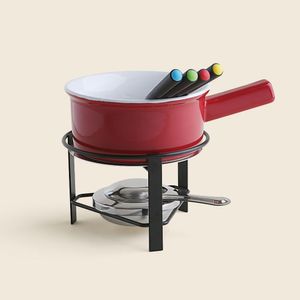 Aparelho de Fondue Daily Cerâmica Vermelho com 8 Peças - ACASA