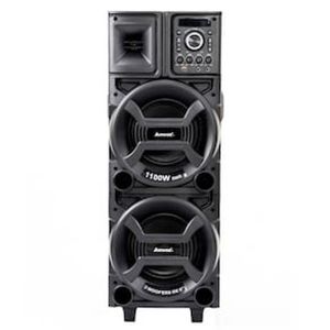 Torre de Som Amvox Duplo 8 Black ACA1101 com Luz de LED, 2 Woofers de 8", Bluetooth, Entradas UBS SD e Microfones - 1100W