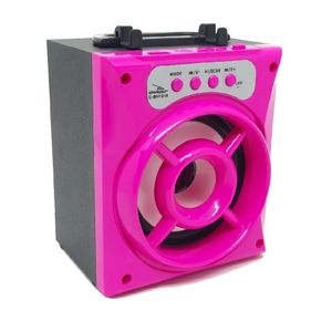 Caixa de Som Portátil Bluetooth Mp3 USB Radio Fm Auxiliar Grasep Rosa Pink