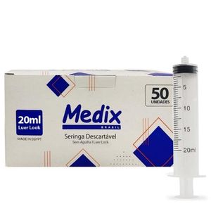 Seringa Descartável Luer Lock 20ML sem Agulha Medix 50un