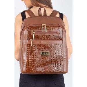 Mochila grande de couro croco Marcela