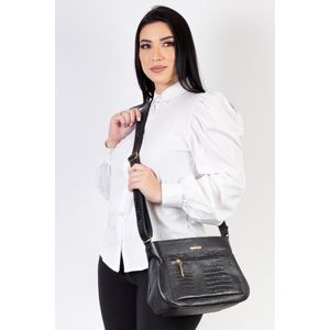 Bolsa feminina tiracolo de couro croco Maísa