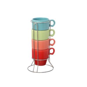 Xicara Café Suporte Stacky 90Ml 4 Peças