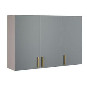 Armário Aéreo Triplo Itatiaia Essence com 3 Portas, 3 Prateleiras e 120 cm de Largura - Fendi e Gris