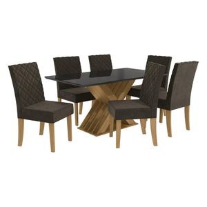 Conjunto Mesa de Jantar 160cm com 6 Cadeiras Multimóveis CR50066