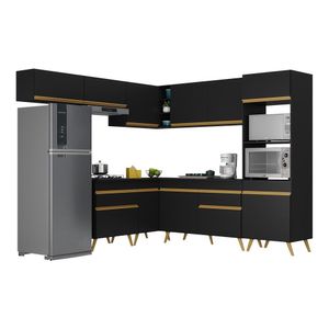 Armário de Cozinha Completa de Canto Veneza GB Multimóveis MP2070 Preta