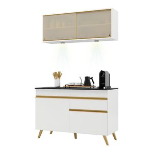 Armário de Cozinha Compacta 2 peças com Leds MP2013 Veneza Up Multimóveis Branca