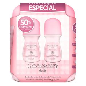 Kit Desodorante Giovanna Baby Classic Roll-on 2 Unidades Com 50% De Desconto