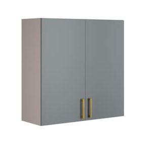 Armário Aéreo Duplo Itatiaia Essence com 2 Portas, 2 Prateleiras e 80 cm de Largura  Fendi e Gris