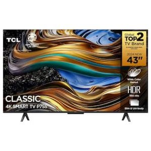 Smart TV 43 UHD 4K TCL P755 LED com Google TV, Dolby Vision e Atmos, HDR10+, Wi-Fi, Bluetooth, Google Assistente e Design sem Bordas