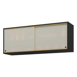 Armário Aéreo Cozinha 120 cm 2 Portas Vidro Veneza GB Multimóveis Preto