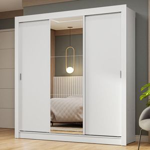 Guarda-Roupa Casal 3 Portas de Correr com Espelho Branco Nobre Madesa