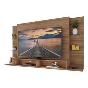 Painel TV 60" com prateleiras de vidro Nairóbi Multimóveis Madeirado