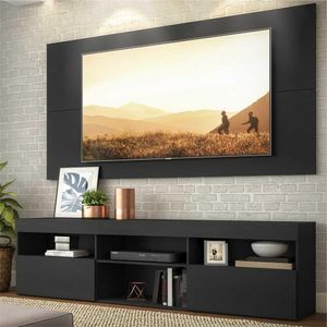 Rack com Painel e Suporte P/TV até 65" Flórida Multimóveis Preto