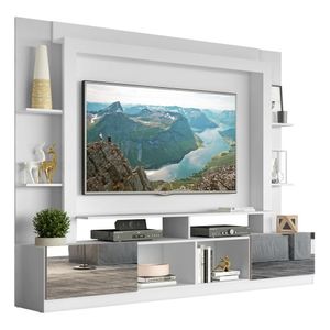 Estante com Espelho para TV até 65" Multimóveis Oslo FG3390 Branca/Lacca Fumê