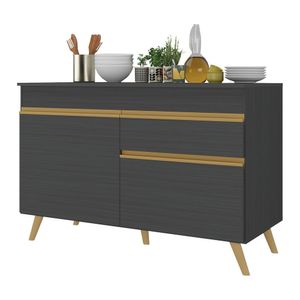 Balcão Cozinha Gabinete Pia 120 cm 2 Portas 1 Gaveta Veneza GB Multimóveis Preto