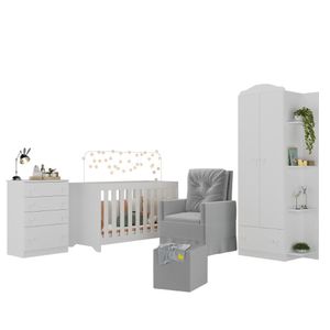 Quarto Infantil Completo com Poltrona de Amamentação e Puff Multimóveis MP4080