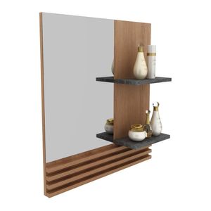 Espelheira para Banheiro 60cm Multimóveis CR10092 Amêndoa/Mármore Lunar