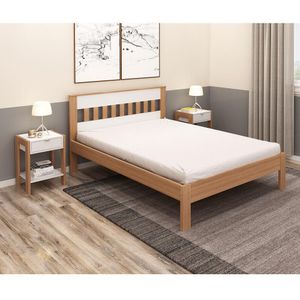 Cama de Casal para Colchão 138 x 188 cm Multimóveis CR35011 Amendoa/Branca