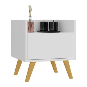 Gabinete Armário Banheiro 40 cm com Pés Retrô Multimóveis MP5037 Branco/Natural