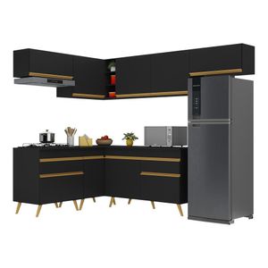 Armário de Cozinha Completa de Canto Veneza GB Multimóveis MP2069 Preta