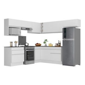 Armário de Cozinha Completa de Canto com Rodapé Veneza Multimóveis MP2106.891 Branco