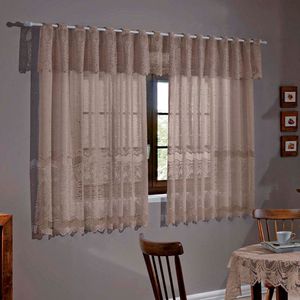 Cortina de Renda para Cozinha Clássica Arabesco Interlar 280x120x30cm Desert
