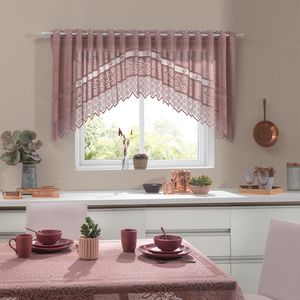 Cortina de Renda para Cozinha Cascata Color Interlar 300x100cm Rosê