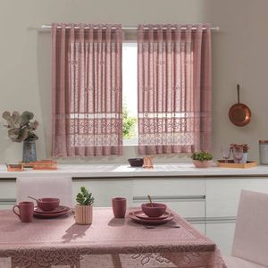 Cortina de Renda para Cozinha Color Interlar 280x130cm Rosê