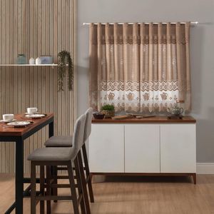 Cortina de Renda para Cozinha com Bandô Clássica Bule Interlar 280x120x30cm Desert