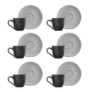 Conjunto de Xícaras de Café com Pires Porto Brasil Orgânico Concreto 6 peças - 120 ml