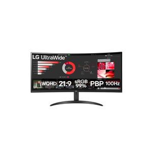 Monitor LG UltraWide™️ Curvo – Tela VA de 34”, WQHD 3440 x 1440, 21:9, sRGB 99%, HDR10, PBP, 100Hz, AMD FreeSync™️ - 34WR50QC-B