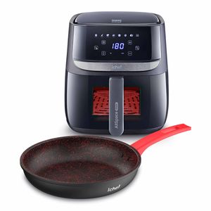 Airfryer Vision Max Ichef 5,7L e Panela First Sauté Grand Vermelha 24cm Ichef