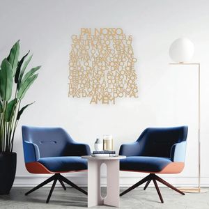 Quadro Escultura de Parede Oração do Pai Nosso 100x90 Areia