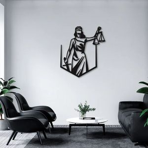 Quadro Escultura de Parede Deusa da Justiça 45x39 Preta