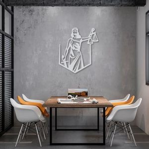 Quadro Escultura de Parede Deusa da Justiça 30x26 Cinza